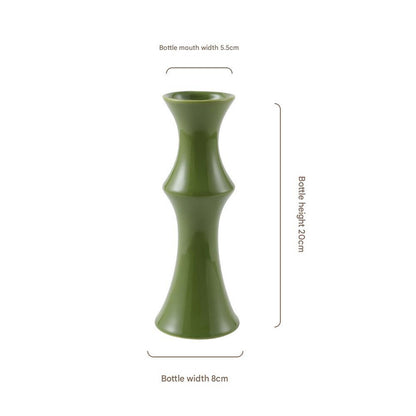 Glossy GreenCeramic Vase - Unique Bamboo-Look Design (20x8x5.5cm) - Image 2