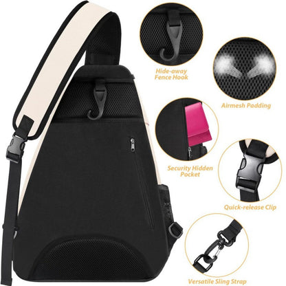 Black Tennis Pickleball Sling Bag - Crossbody Racket Backpack for Men & Women (33x14x49cm) - Image 4