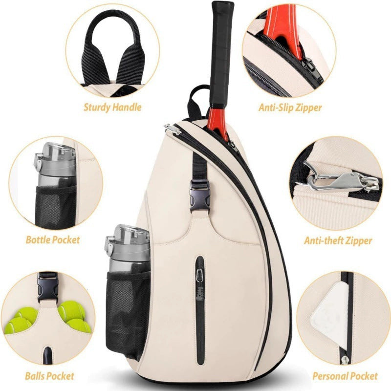 Pink Tennis Pickleball Sling Bag - Crossbody Racket Backpack for Men & Women (33x14x49cm) - Image 3