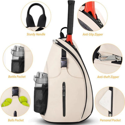 Pink Tennis Pickleball Sling Bag - Crossbody Racket Backpack for Men & Women (33x14x49cm) - Image 3