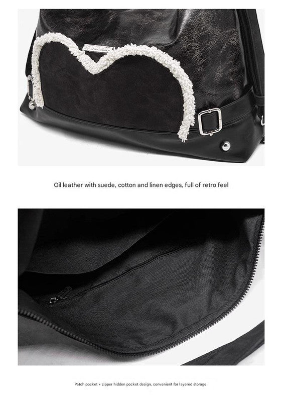 Stylish black tote backpack with heart embellishment - can be worn on one shoulder or as a backpack - Image 6