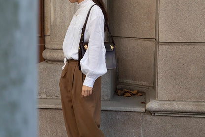 Brown Premium Leather Underarm Bag with Elegant Accordion Design - Image 2