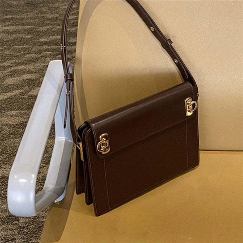 Brown Premium Leather Underarm Bag with Elegant Accordion Design - Image 5