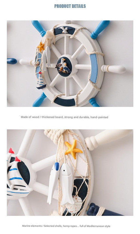 Nautical Wooden Rudder Wall Decor - 34cm Coastal Home Decor Accent (Sailboat Rudder) - Image 4