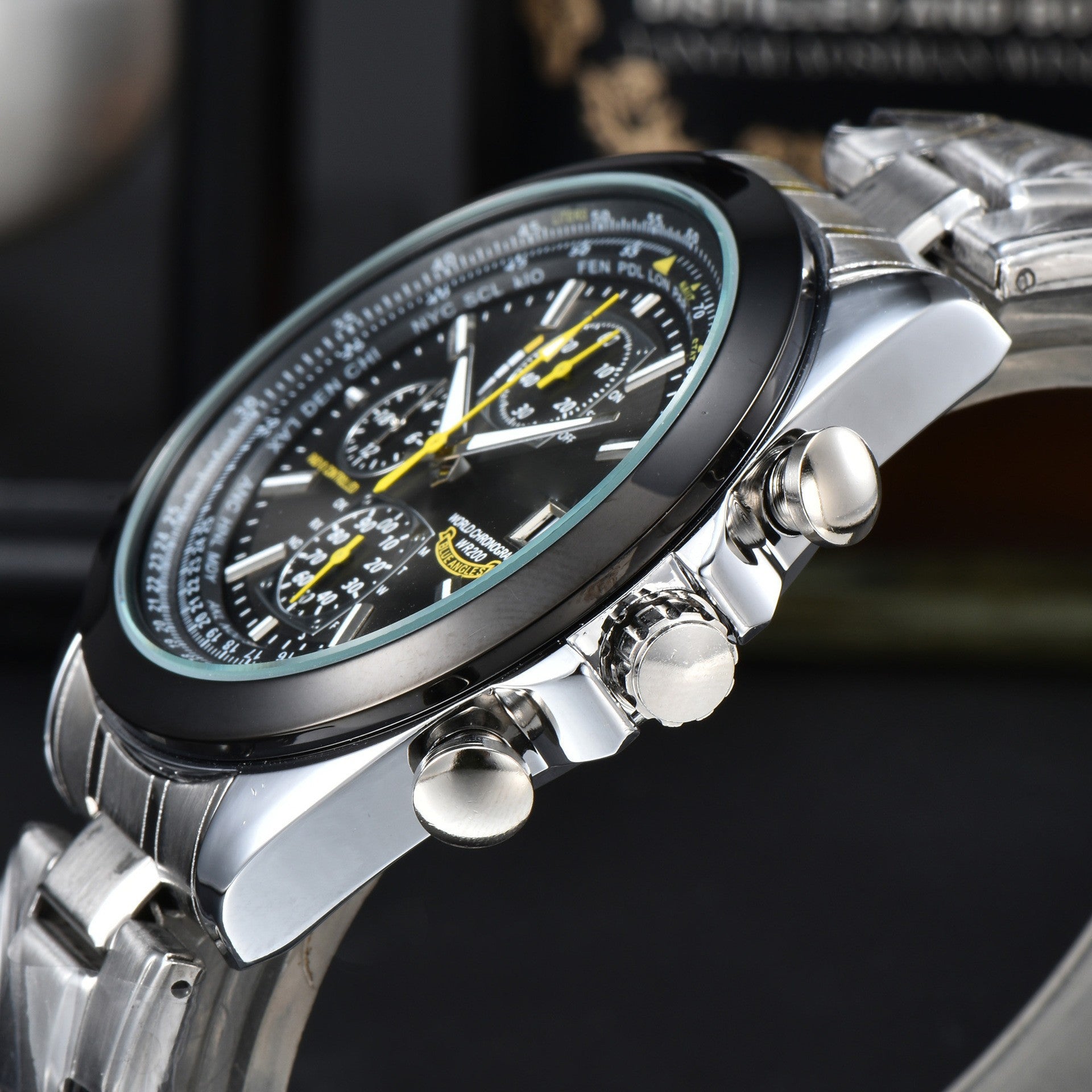 Black Dial Elegant Men's Quartz Chronograph Watch with 42mm Case and Perpetual Calendar - Image 2