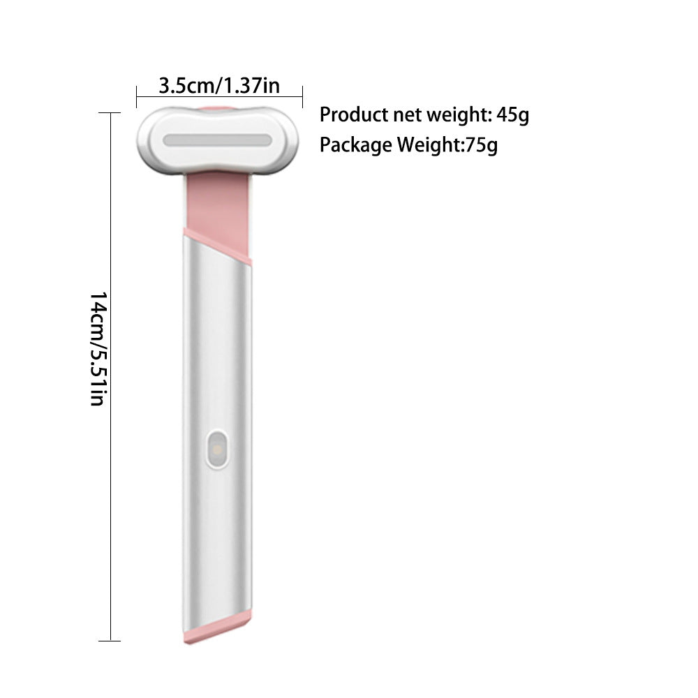Rose Gold Electric Eye Massager Pen with Red & Blue Light Therapy - Heated Vibration Wand - Image 6