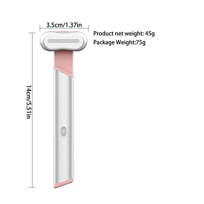 Rose Gold Electric Eye Massager Pen with Red & Blue Light Therapy - Heated Vibration Wand - Image 6