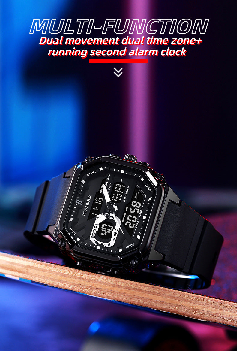 Green Men's Dual Display Watch - Dual Time Digital Analog Waterproof Sports Watch - Image 3