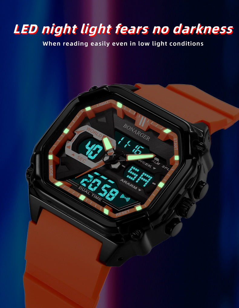 Green Men's Dual Display Watch - Dual Time Digital Analog Waterproof Sports Watch - Image 4