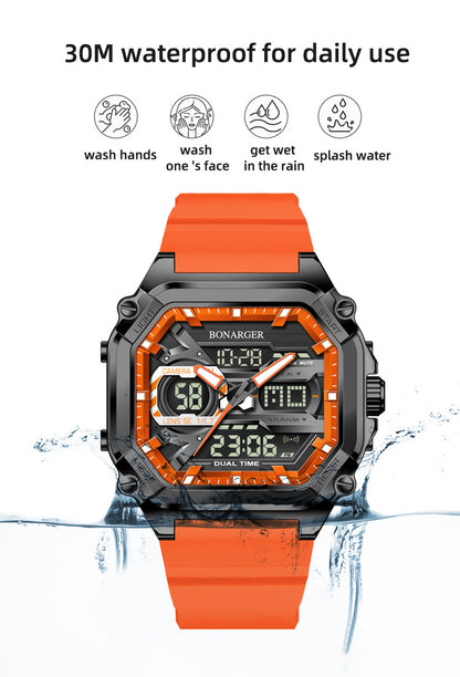 Green Men's Dual Display Watch - Dual Time Digital Analog Waterproof Sports Watch - Image 6