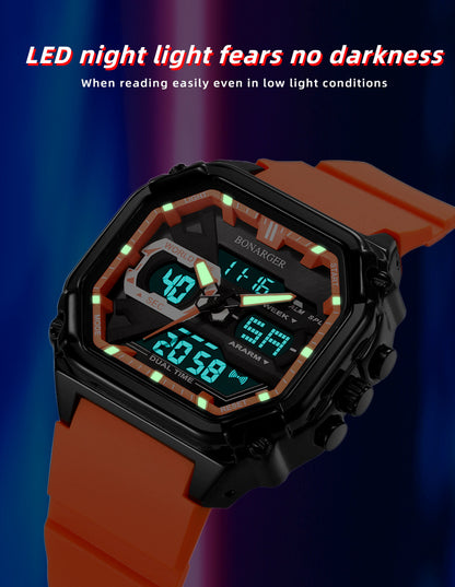 Blue Men's Dual Display Watch - Dual Time Digital Analog Waterproof Sports Watch - Image 4