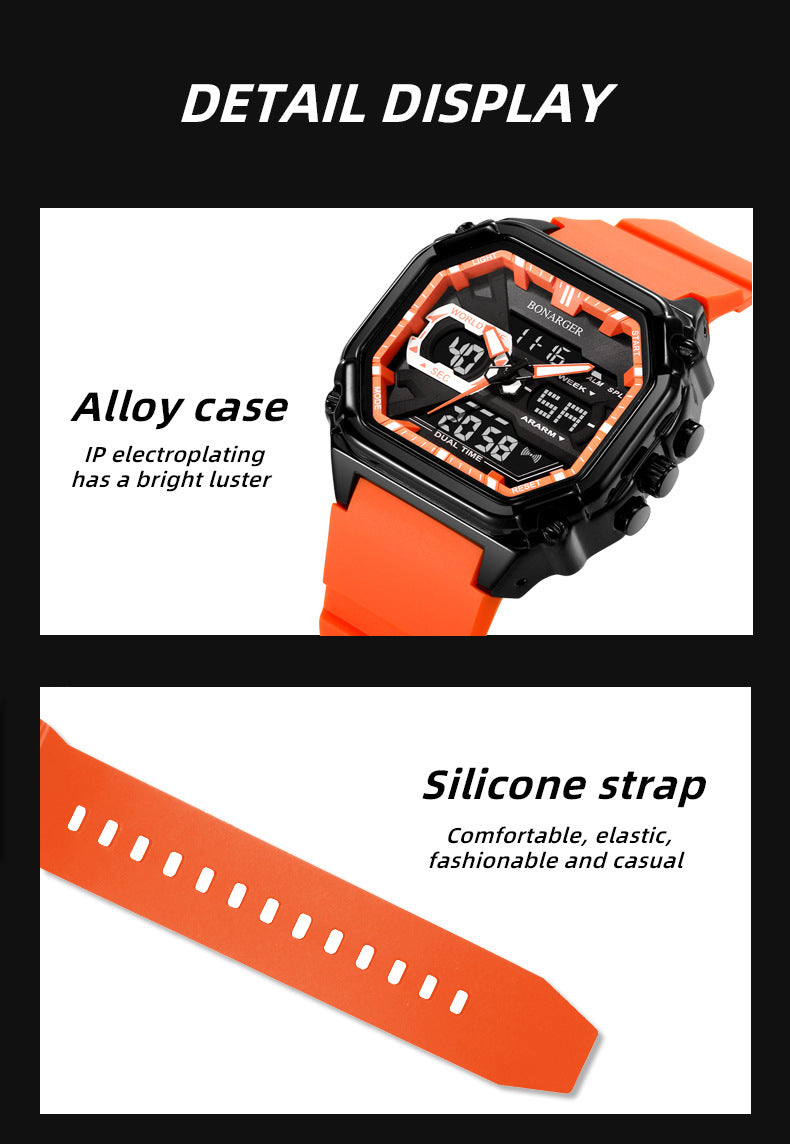 Blue Men's Dual Display Watch - Dual Time Digital Analog Waterproof Sports Watch - Image 7