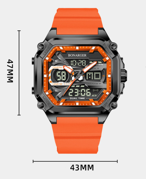 Blue Men's Dual Display Watch - Dual Time Digital Analog Waterproof Sports Watch - Image 8