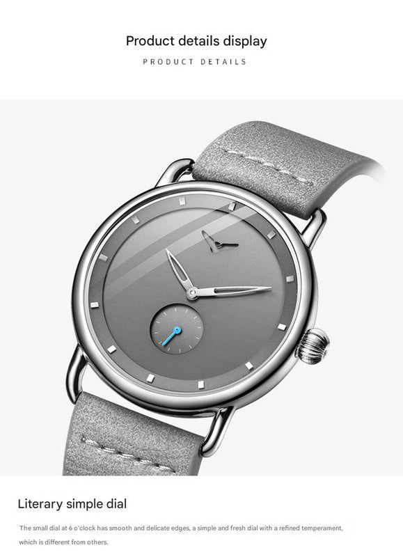 Blue Elegant Men's Watch with Leather Band - Small Seconds, Onion Crown Detail - Image 2
