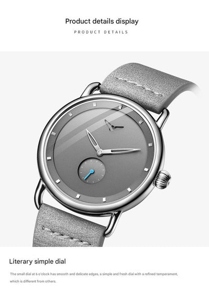 Blue Elegant Men's Watch with Leather Band - Small Seconds, Onion Crown Detail - Image 2