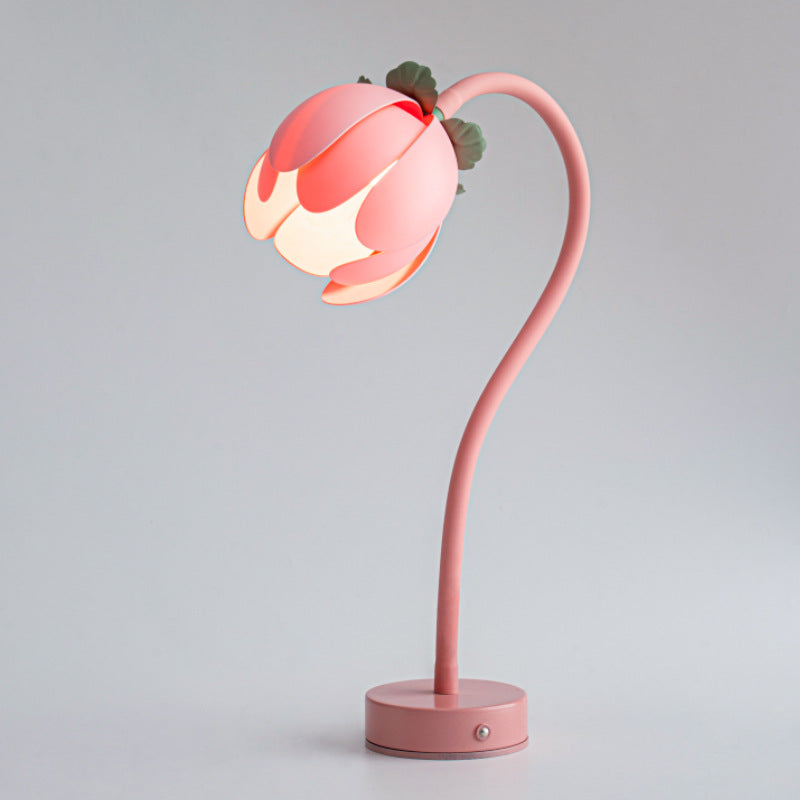 Pink LED Tulip Desk Lamp - Flexible Gooseneck, Decorative Flower Table Light - Image 3