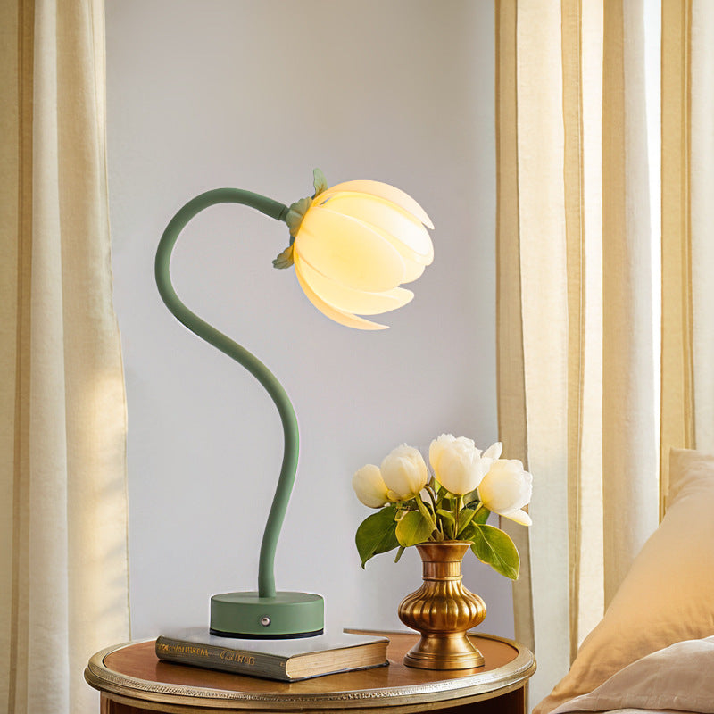 Green LED Tulip Desk Lamp - Flexible Gooseneck, Decorative Flower Table Light - Image 4