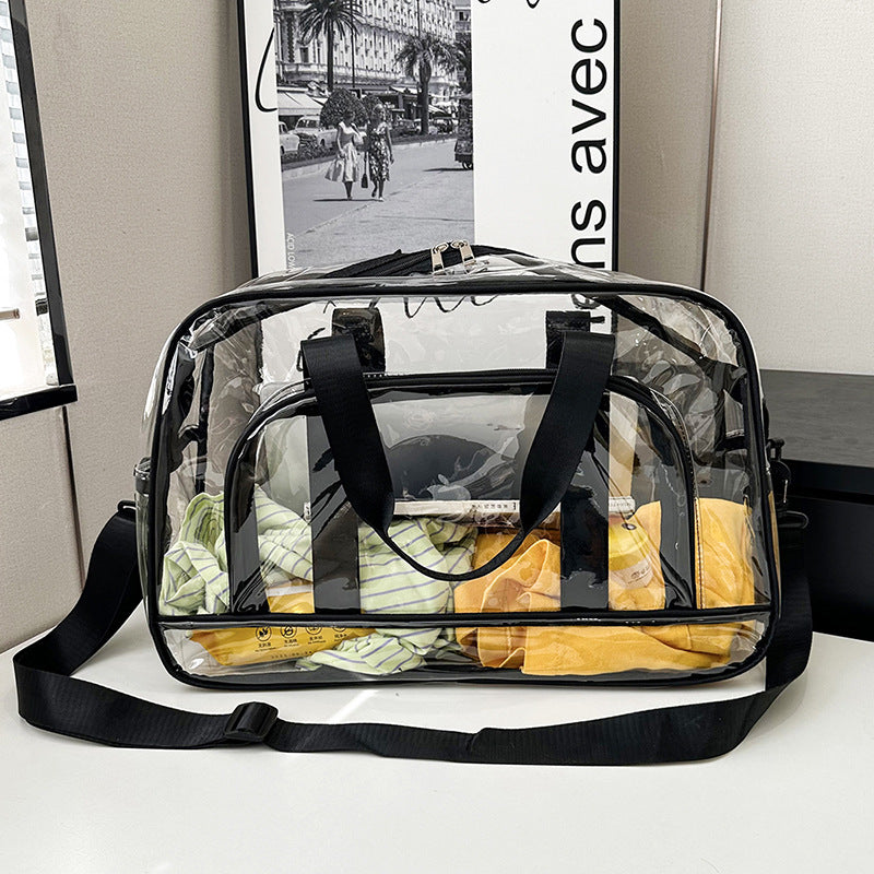 Black transparent Multi-Purpose Clear PVC Bag - Travel, Fitness, Storage Tote (50x32x18cm) - Image 2