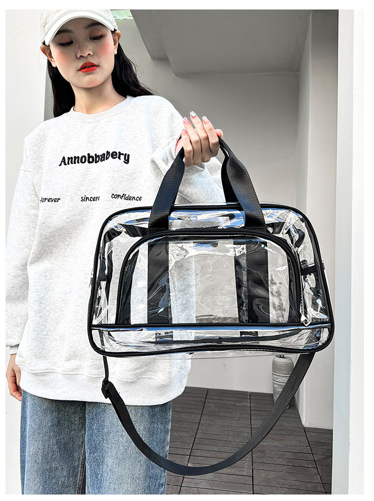 Black transparent Multi-Purpose Clear PVC Bag - Travel, Fitness, Storage Tote (42x26x15cm) - Image 3