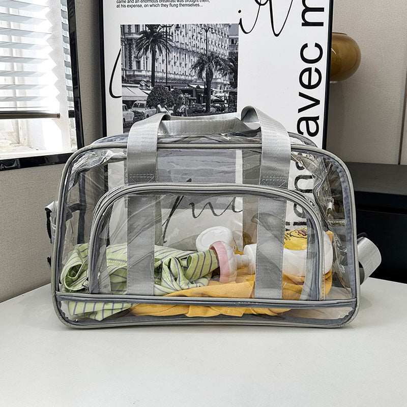 Silver transparent Multi-Purpose Clear PVC Bag - Travel, Fitness, Storage Tote (50x32x18cm) - Image 2
