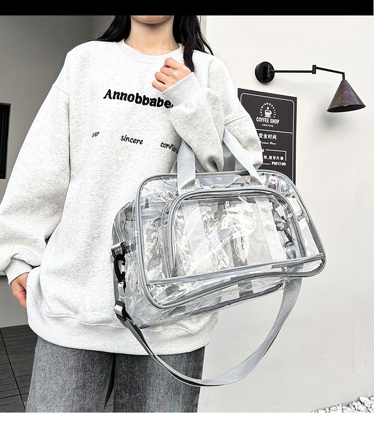 Silver transparent Multi-Purpose Clear PVC Bag - Travel, Fitness, Storage Tote (42x26x15cm) - Image 3