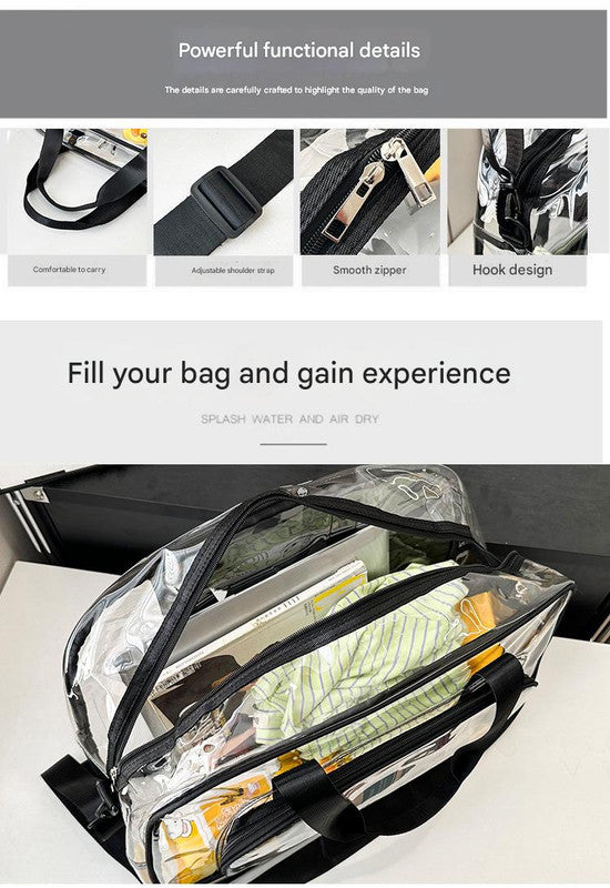 Silver transparent Multi-Purpose Clear PVC Bag - Travel, Fitness, Storage Tote (42x26x15cm) - Image 4