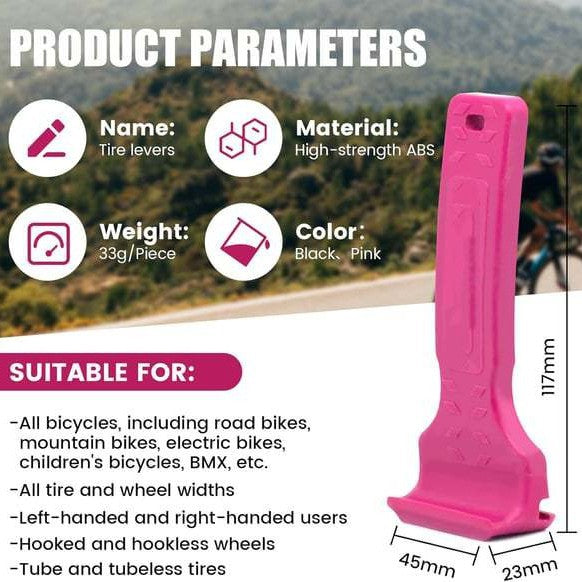 Pink Easy-to-use bicycle tire levers (one pair) - quick tire removal and installation tool - Image 2