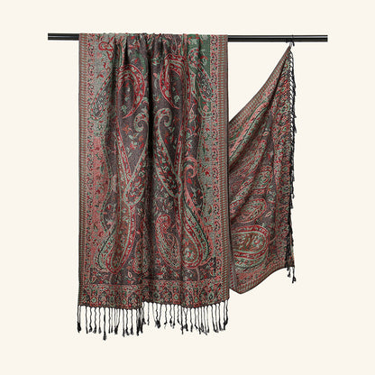 Black Elegant Retro Paisley Print Scarf for Women - Soft Fashion Shawl Wrap 185x70cm - Image 3