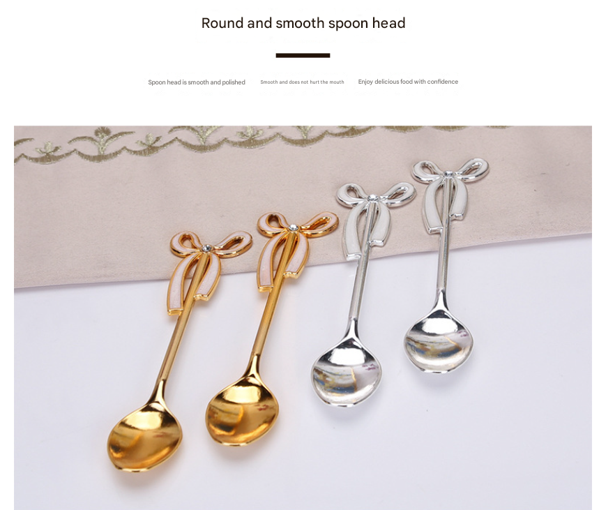 Elegant Swan Base Spoon Holder Set with 6 Coffee/Dessert Spoons(Gold and white spoon) - Image 5