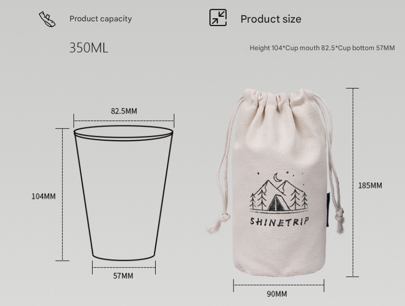 Green 304 Stainless Steel Camping Cup - 350ml Outdoor Drinkware(Set of 4 with Bag) - Image 2