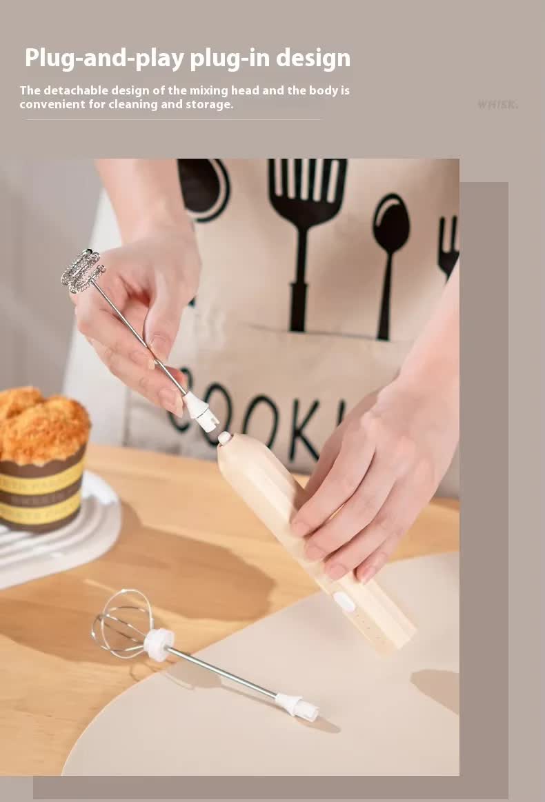 Apricot Mini Hand Mixer with Frother & Balloon Whisk Heads - Rechargeable Kitchen Tool - Image 3