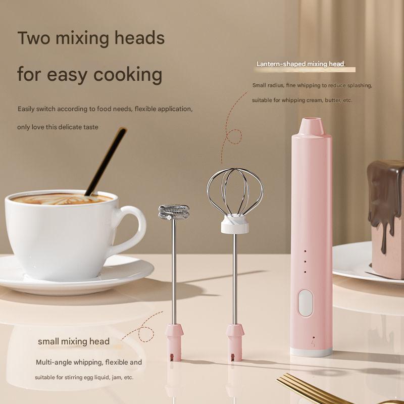 Green Cordless Drink Mixer & Egg Beater with 2 Whisk Heads - USB Powered - Image 3