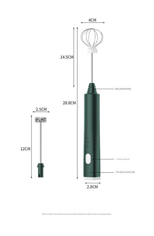 Green Cordless Drink Mixer & Frother Wand - USB Powered(Spring bubbler head) - Image 4