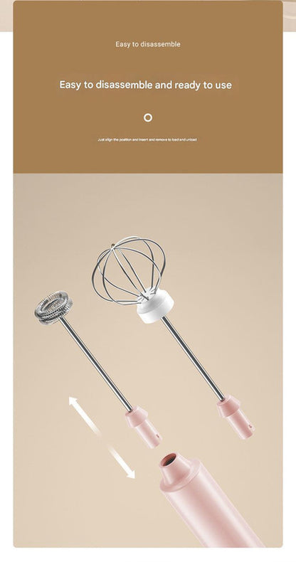 Pink Cordless Egg Beater & Cream Whipper - USB Powered Hand Mixer(Balloon Head) - Image 3