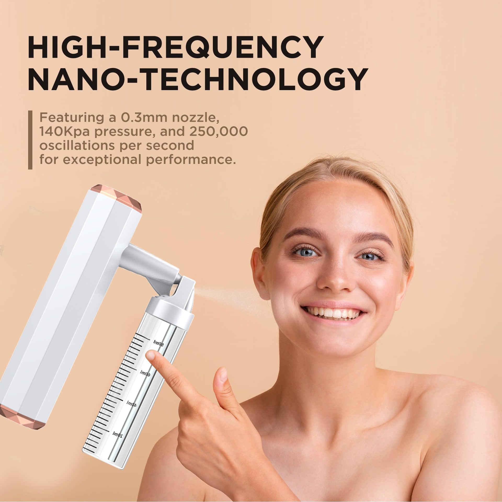 White Rechargeable Facial Oxygen Sprayer - Home Use Nano Mist Beauty Tool - Image 2