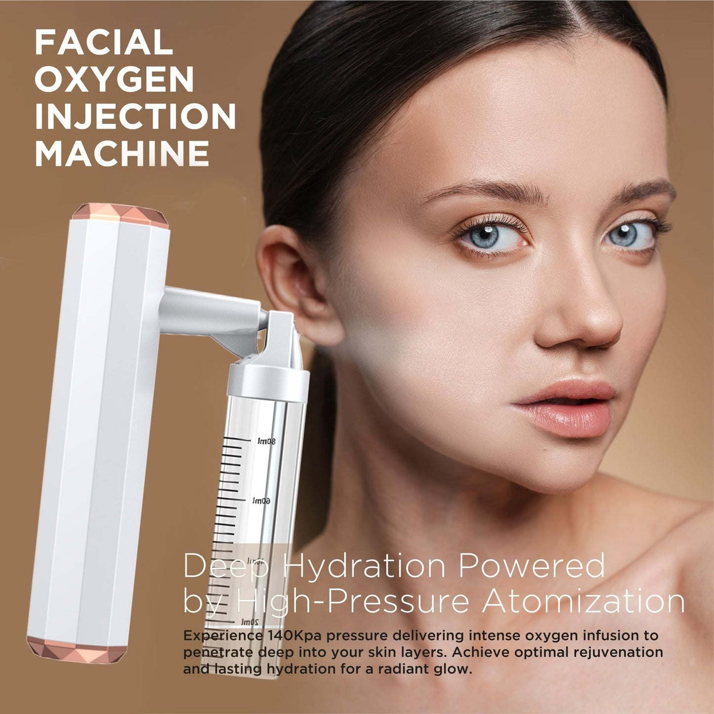 White Rechargeable Facial Oxygen Sprayer - Home Use Nano Mist Beauty Tool - Image 4