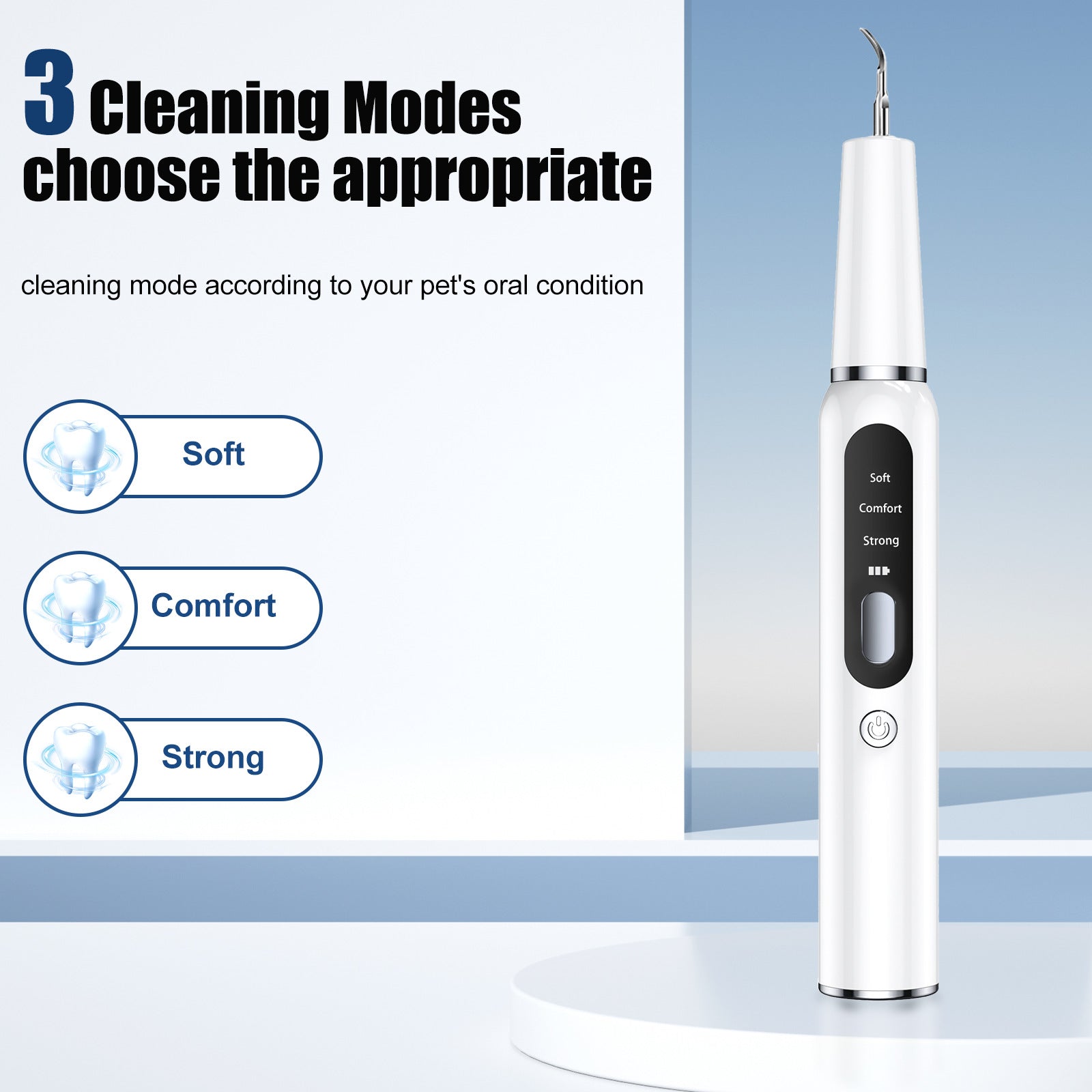 White Professional Pet Dental Cleaning Kit - Ultrasonic Scaler, Tools & 3 Modes - Image 5
