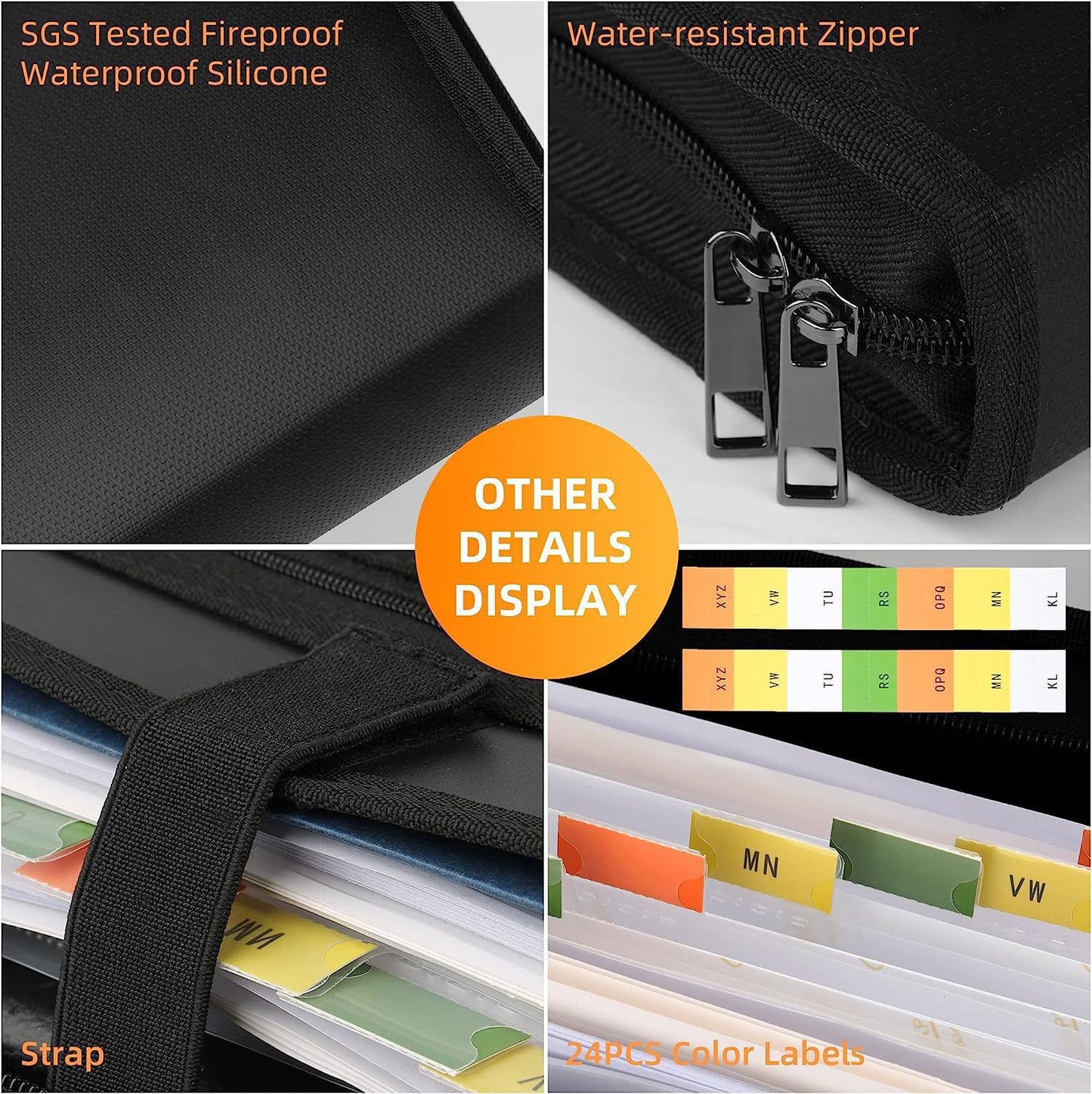 Expanding Accordion File Organizer - Fireproof & Waterproof Document Storage Case - Image 7