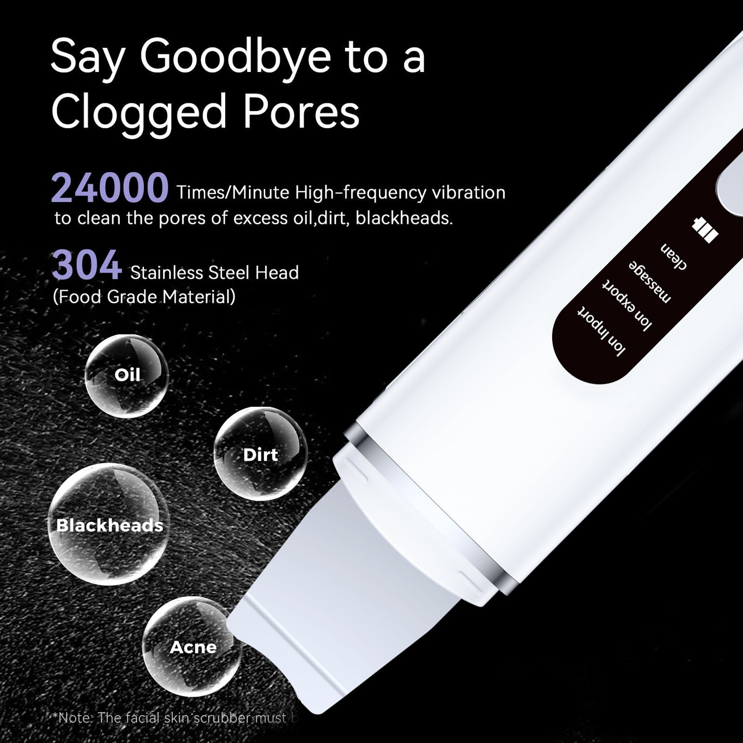 Rechargeable Ultrasonic Facial Spatula - Deep Pore Cleanser & Exfoliator - Image 3