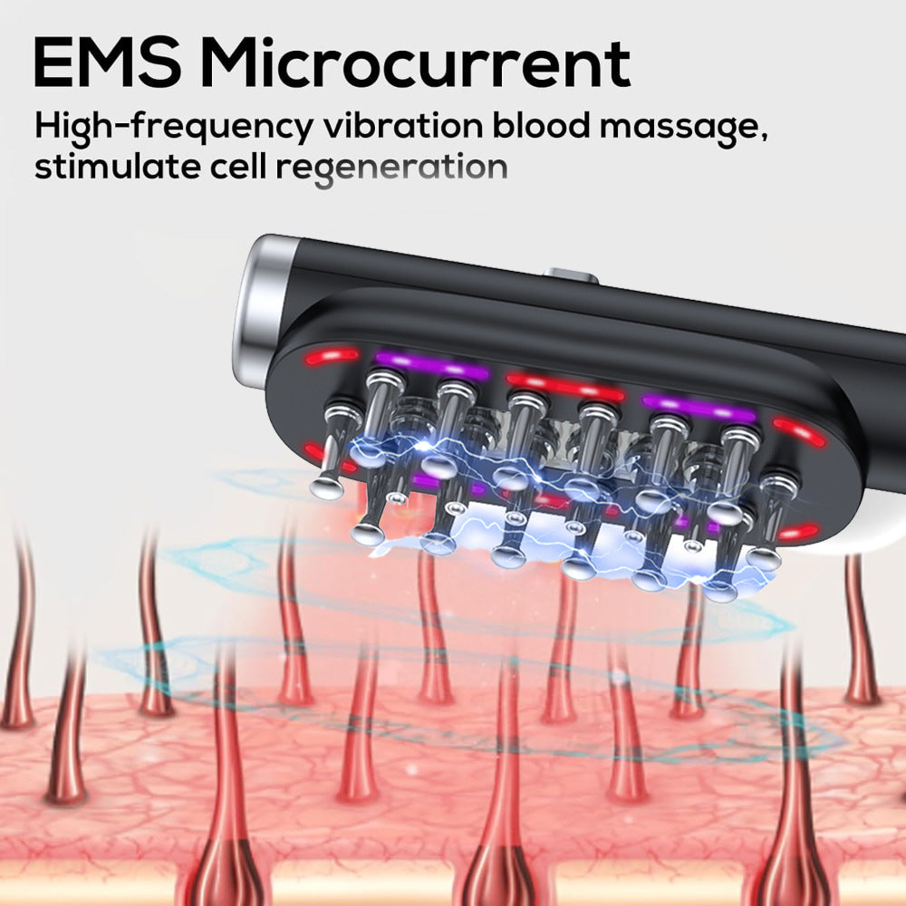 Black Vibrating Scalp Massager Comb - LED Therapy & Oil Infuser for Hair Growth - Image 5