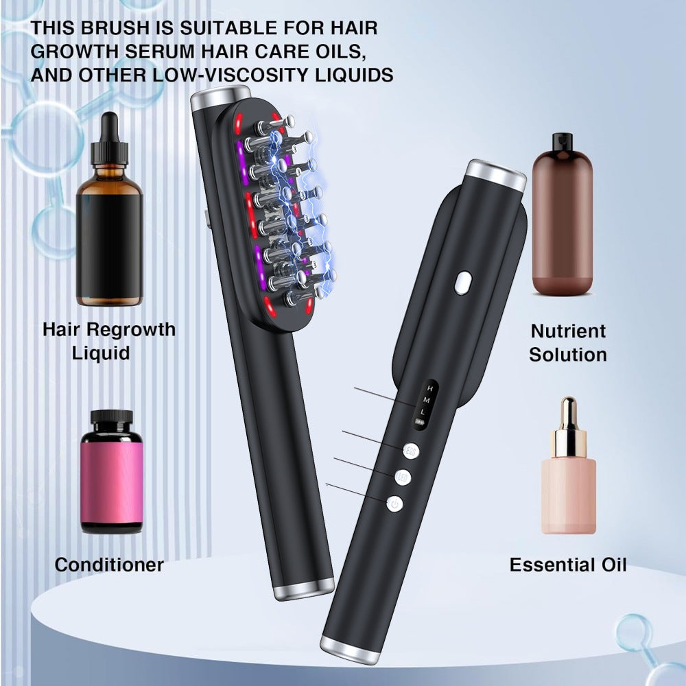Green Vibrating Scalp Massager Comb - LED Therapy & Oil Infuser for Hair Growth - Image 4
