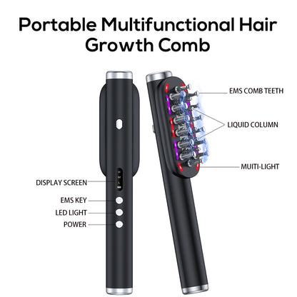 Green Vibrating Scalp Massager Comb - LED Therapy & Oil Infuser for Hair Growth - Image 6