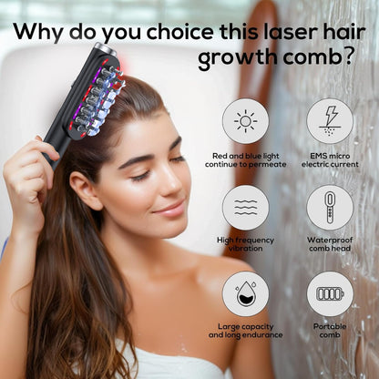 White Vibrating Scalp Massager Comb - LED Therapy & Oil Infuser for Hair Growth - Image 2