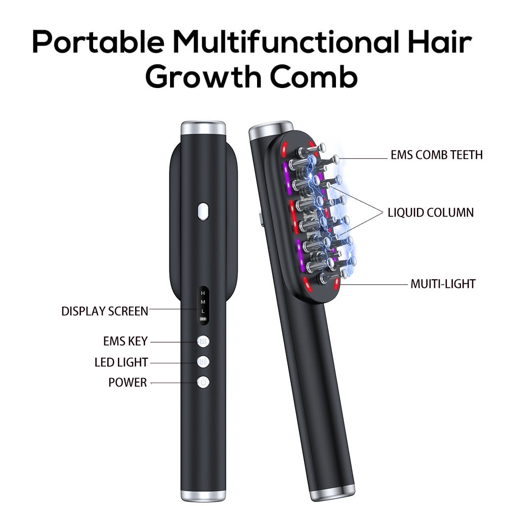 White Vibrating Scalp Massager Comb - LED Therapy & Oil Infuser for Hair Growth - Image 6