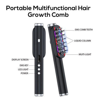 White Vibrating Scalp Massager Comb - LED Therapy & Oil Infuser for Hair Growth - Image 6