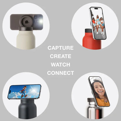 Stainless Steel Insulated Water Bottle with Integrated Magnetic Phone Stand - Orange (32oz) - Image 4