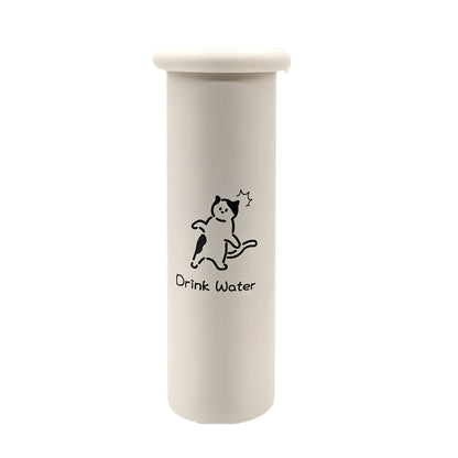 Mini Insulated Coffee Cup - 316 Stainless Steel, Portable & Stylish - White Kitten (300ml+cup brush) - Image 2