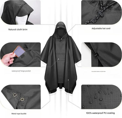Grey Portable Outdoor Camping Poncho - Can be used as Raincoat, Tarp, Ground Cover - Image 4