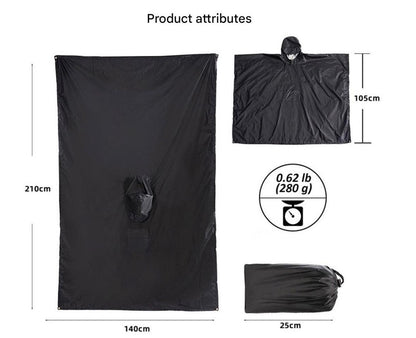 Grey Portable Outdoor Camping Poncho - Can be used as Raincoat, Tarp, Ground Cover - Image 5