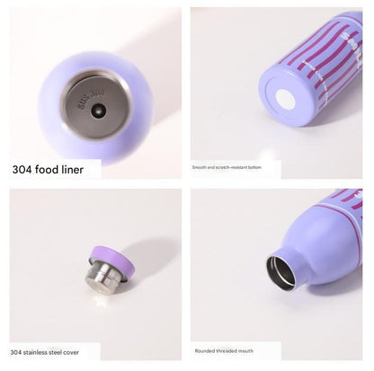 Cute Milk Bottle Thermos - 500ml Stainless Steel Insulated Water Bottle (White letters) - Image 2